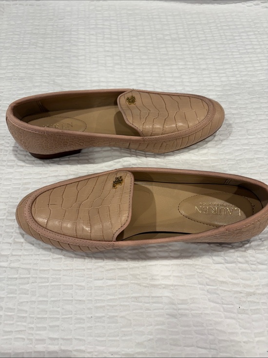 Ralph Lauren Shoes - Ralph Lauren Blush Pink Croc-Embossed Leather Flats
Size 8